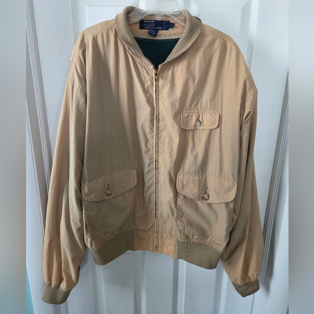 Vintage Polo Ralph Lauren Bomber Jacket Tan Removable Liner Mens
